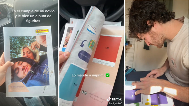 Álbum de figuritas: el original regalo de cumple que le hizo una joven a su novio