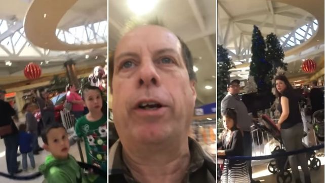 Un predicador evangélico le arruinó la Navidad a los chicos en un centro comercial