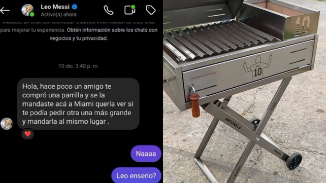 Messi le compró una parrilla a un emprendedor por Instagram y la conversación se volvió viral &nbsp;
