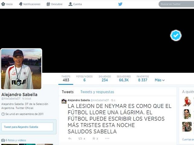 Los desopilantes tuits del fake de Alejandro Sabella