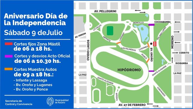 9 de julio: acto oficial en el parque Independencia, muestra de autos y cronograma de servicios