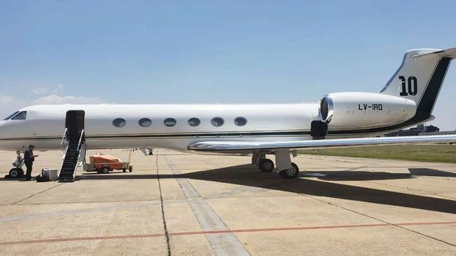 El Gulfstream V modelo 2004 que utiliza la familia Messi.
