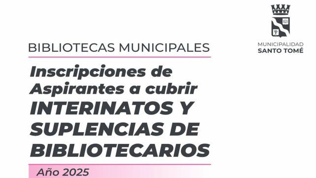 Santo Tomé: se abre la inscripción para cubrir interinatos y suplencias en las bibliotecas municipales