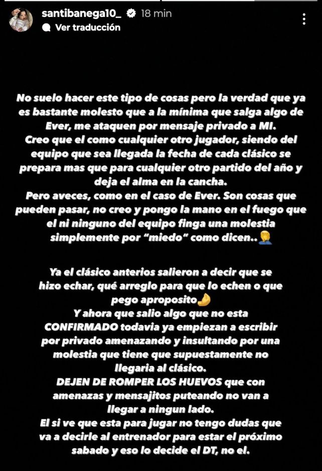 Newells: el hijo de Éver Banega denunció amenazas en la previa al clásico con Central