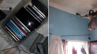 Los celulares estaban camuflados en la pared