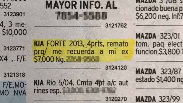Una mujer puso en venta su auto por insólita razón y se volvió viral