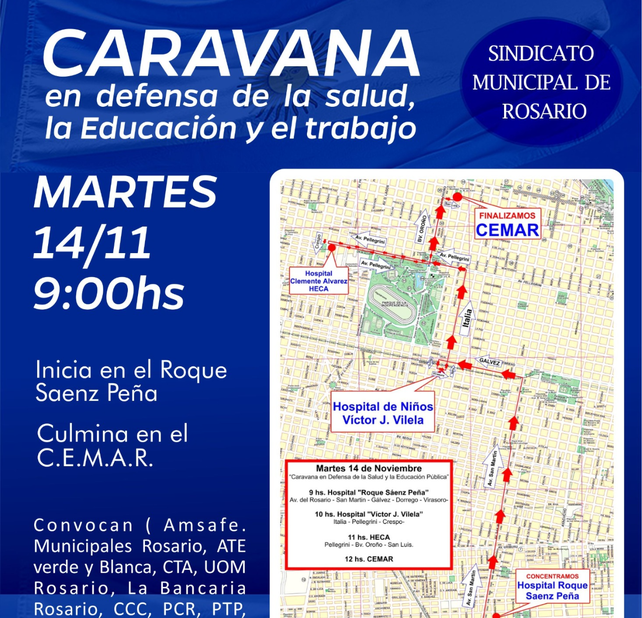 La marcha en defensa de la salud y la educación públicas arrancará a las 10 desde el Hospital Roque Sáenz Peña.