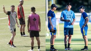 Mariano Soso, DT de Newells, y Ariel Holan, de Central, esperan por más refuerzos mientras se preparan para el debut en una semana.