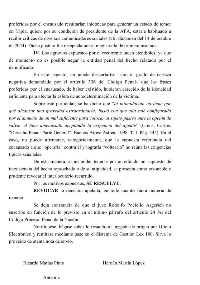 Fue reabierta la causa contra un periodista por intentar extorsionar a Chiqui Tapia