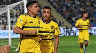 Miguel Merentiel marcó el primer gol de Boca en Mendoza.