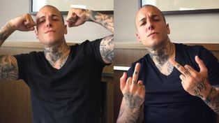 Alex Caniggia quiso mostrar sus tattoos pero mostró otra cosa