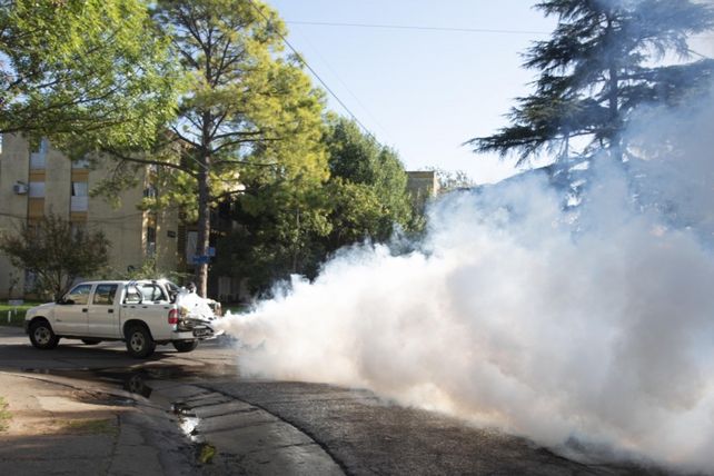 Fumigación durante la semana en un barrio de Rosario para frenar la ola de mosquitos.