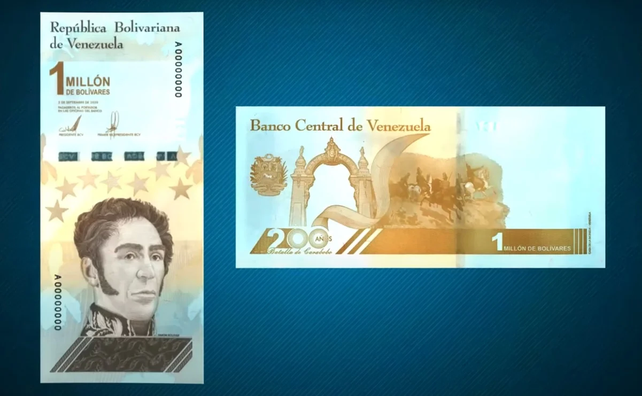 El flamante billete de un millón de bolívares.&nbsp;
