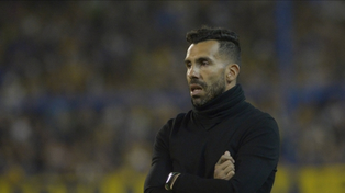Tevez acudió a la conferencia de prensa luego del empate con Estudiantes.