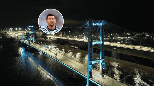 Santa Fe homenajea. El Puente Colgante se iluminará de celeste y blanco en honor a Lionel Messi.