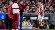 Gonzalo Montiel se retiró lesionado del partido ante Argentinos Juniors.