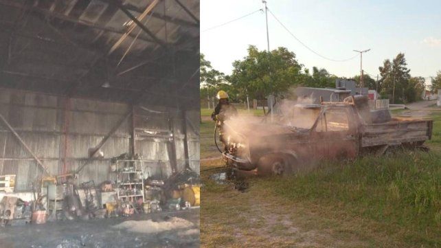 Un incendio ocurrido la madrugada de este viernes dañó un depósito de Vialidad Provincial y dos camionetas en Alcaraz.&nbsp;