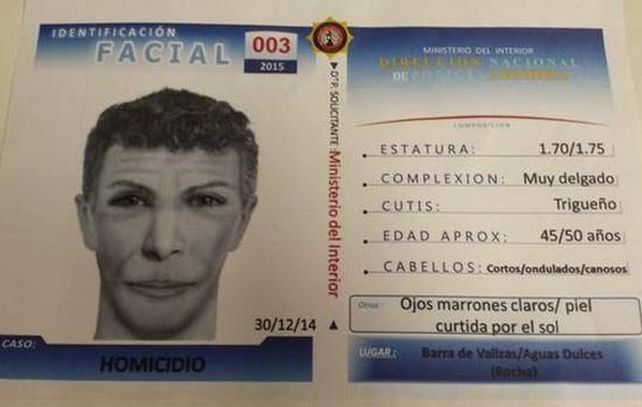 El nuevo identikit del sospechoso del crimen de Lola que difundió el ministerio del Interior uruguayo.