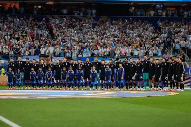 Los jugadores argentinos en la previa del partido ante Jordania