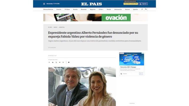 Fabiola Yañez denunció a Alberto Fernández: la reacción de los principales diarios del mundo