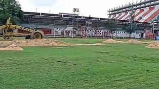 Unión inició una serie de tareas para mejorar el estadio de la cancha auxiliar Súper Manuel Corral.