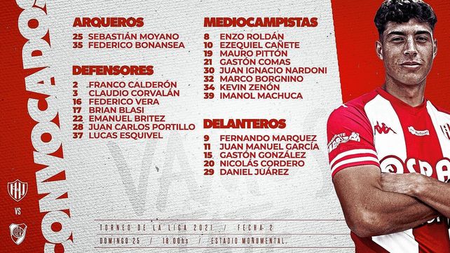 Unión concentró 22 jugadores para el partido de este domingo ante River.