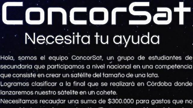 Concordia: El ConcorSat necesita apoyo para entrar en órbita