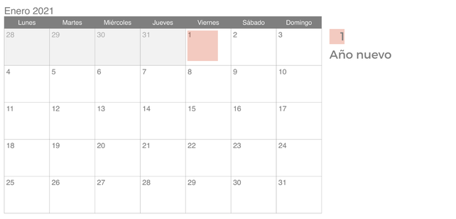 Aquí está, este es: el calendario de feriados para el 2021