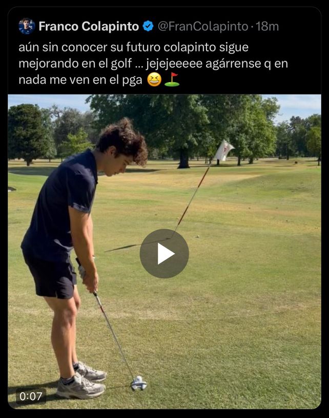 El posteo eliminado de Colapinto a la espera del inminente anuncio de ...