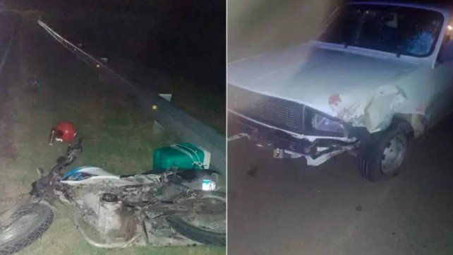 Ruta 11: hospitalizaron en grave estado a un motociclista que chocó con un auto