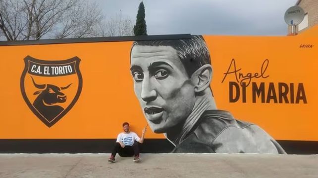 Lionel Messi, Diego Maradona y la Sole, tres estrellas unidas en un mural en Arequito