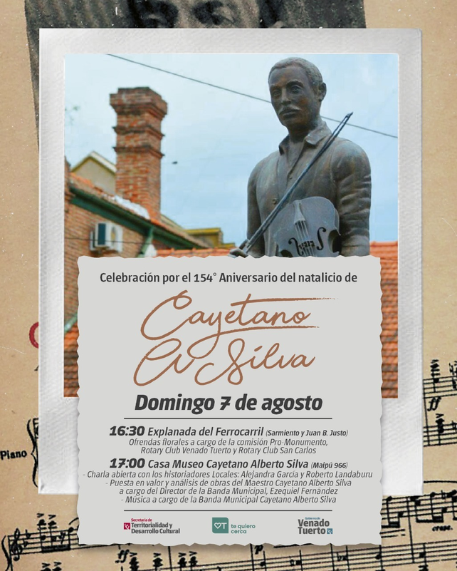 Las ciudades de San Carlos (Uruguay) y Venado Tuerto están hermanadas por el talentoso músico Cayetano Silva.