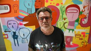El artista plástico Milo Lockett pintó un mural en el área de oncología del Hospital de Niños Victor J. Vilela,