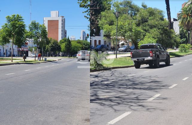 Los hundimientos sobre la carpeta asfáltica en el carril sur de Bulevar