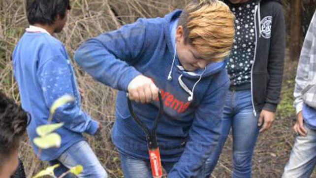 Alumnos reforestaron un monte nativo arrasado por un incendio