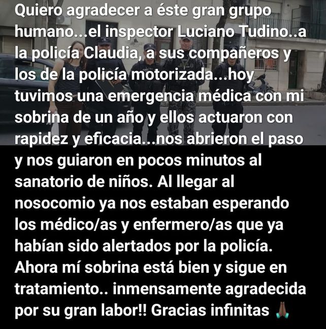 Policías ayudaron a una familia que tenía una emergencia médica con su bebé