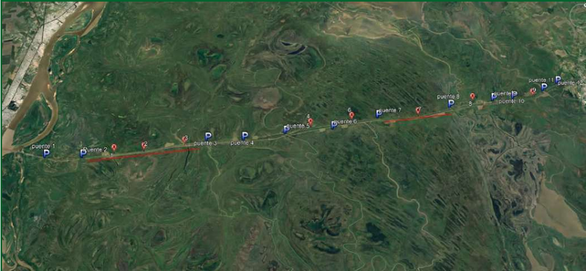 Lugares sugeridos para colocar los pasafaunas en la ruta hacia Victoria.