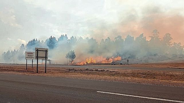 Sobre la Autovía 14 el tránsito está asistido debido a las columnas de humo.