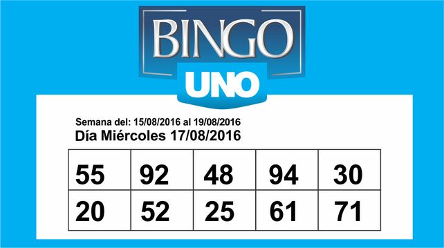 Bingo UNO: Los números de la semana
