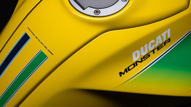 La flamante Ducati lucirá los colores que usaba Senna en su casco: amarillo, verde y azul.