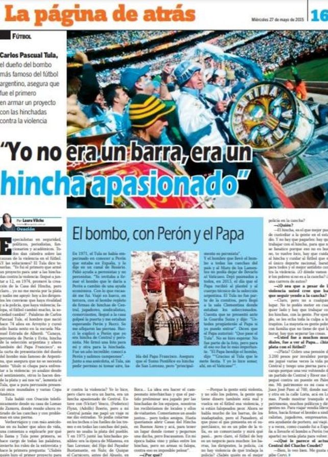 Quién es El Tula, en sus propias palabras: Yo no era un barra, era un hincha apasionado