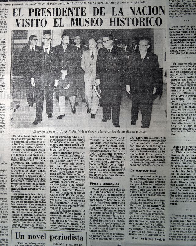 Videla encabezó el acto del Día de la Bandera el 20 de junio del 80 y después recorrió el Museo Histórico. Los periodistas no pudieron preguntar.