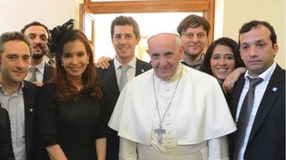 El Papa Francisco con Cristina y representantes del kirchnerismo.&nbsp;