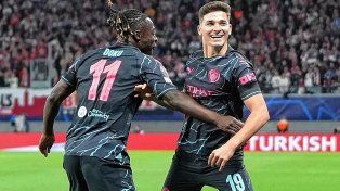 Gol y asistencia de Álvarez en el triunfo de Mancherter City ante Leipzig