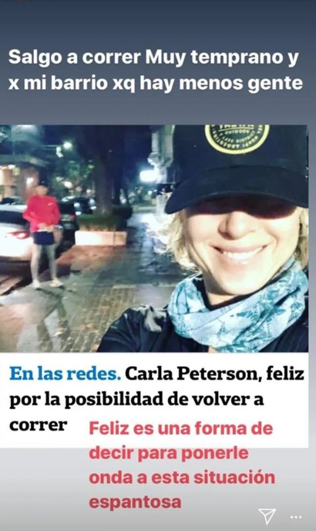 Carla Peterson fue criticada por salir a correr y fijó su posición