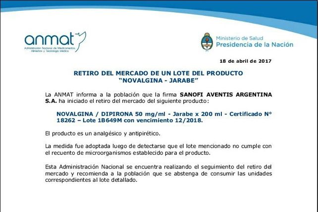 La Anmat prohibió el uso de un conocido medicamento contra la fiebre
