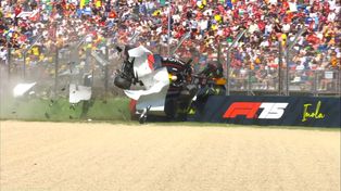 La impactante vuelta de campana de Yuki Tsunoda en la Q1 de Imola. Al final de esa tanda se chocaría Franco Colapinto.