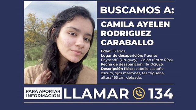 La adolescente Camila Ayelén Rodríguez Caraballo fue vista por última vez en la zona del puente Paysandú
