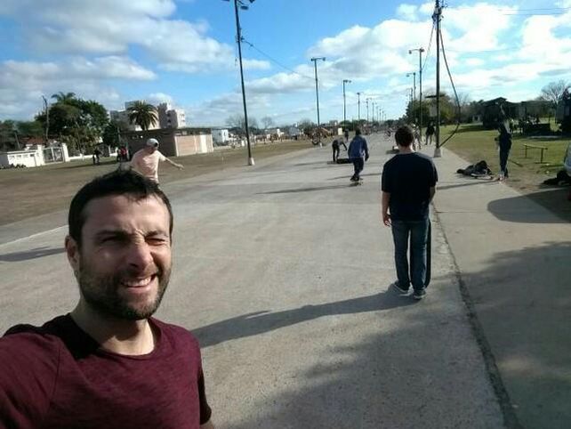 Agustín y una selfie en el predio Multieventos.&nbsp;