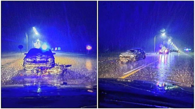 El hombre se estrelló con su moto contra un auto en la ruta